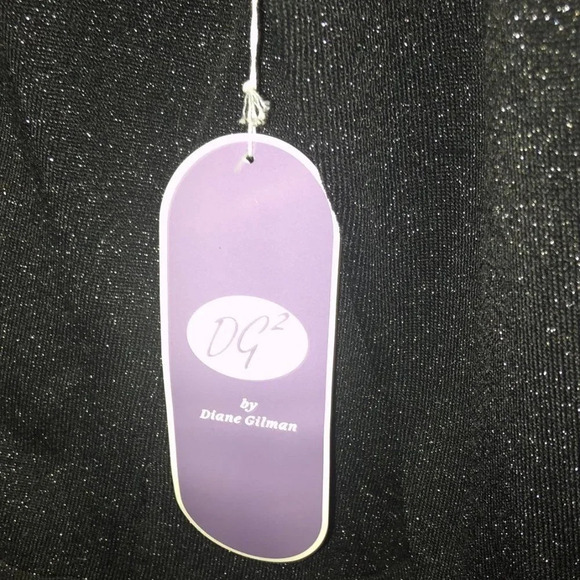 DIANE GILMAN DG2 1X Plus Size Black Silver Metallic Flecks Beads Keyhole Sweater - Picture 6 of 9